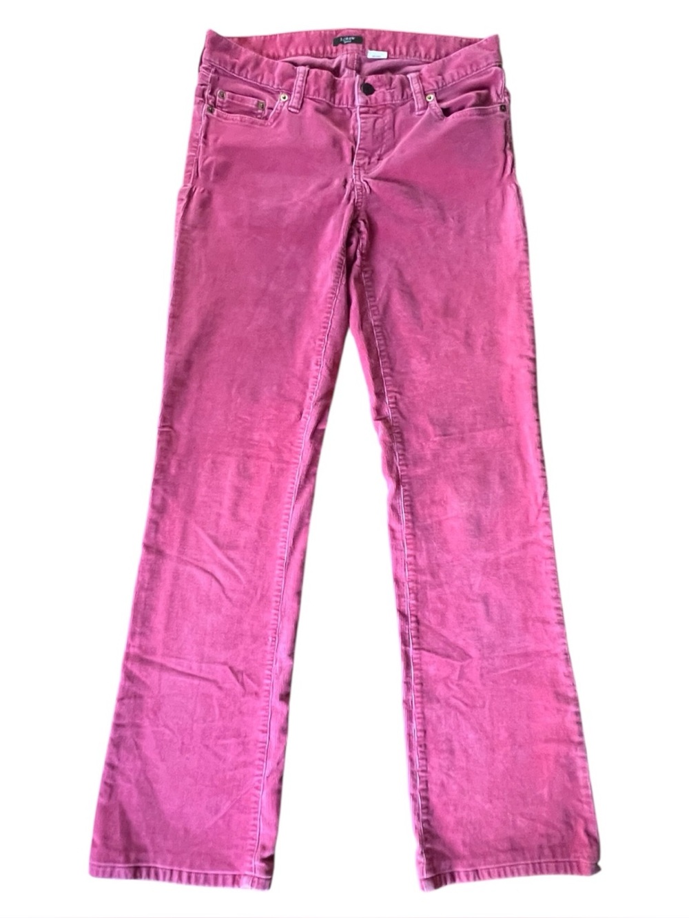 J. Crew Vintage Straight Pink Leather Corduroy Pants In Women's Size 2T- Preppy